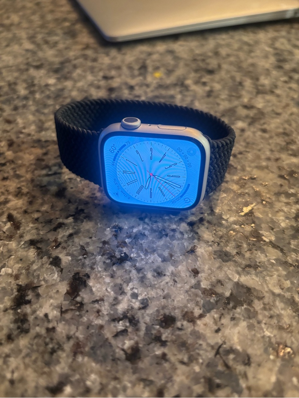Apple Watch Series 8( Model A2771) Silver with Black Braided Solo Loop - Picture 2 of 6
